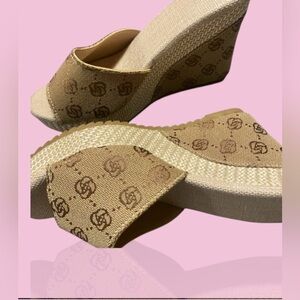 Women's Beige Wedge Sandals